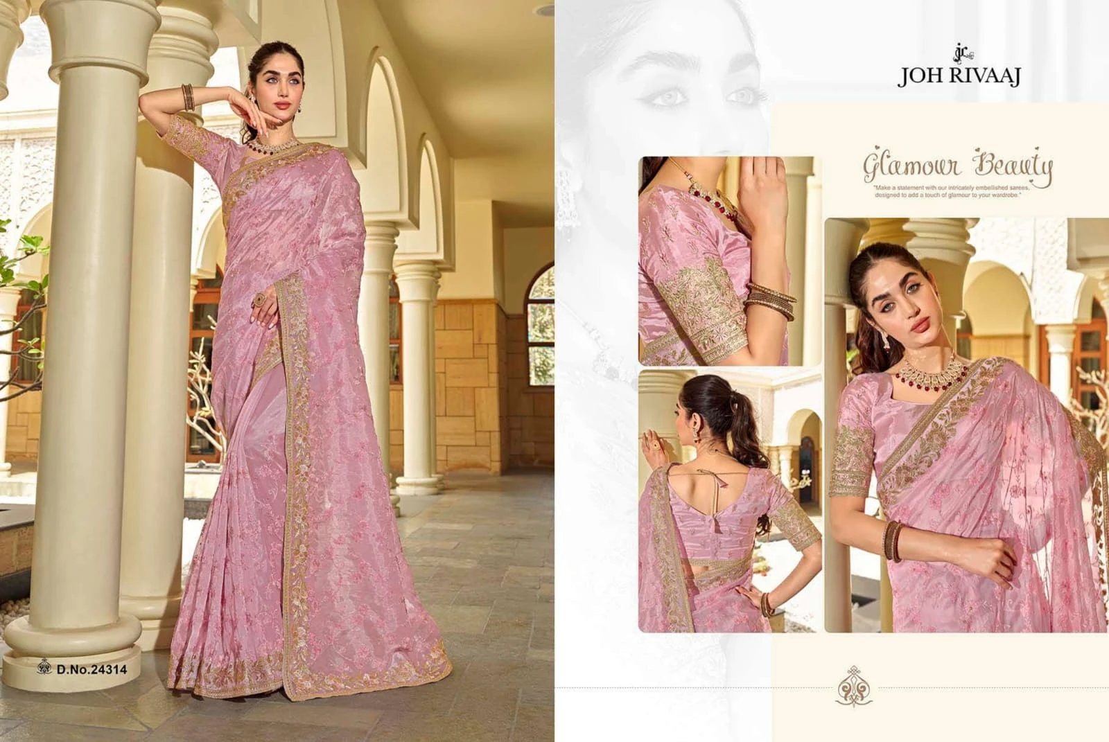Joh Rivaaj Joshika Orgenza Silk Wholesale Fancy Sarees Catalog — Wholesale Sarees, MPA wholesale from Surat — view 3